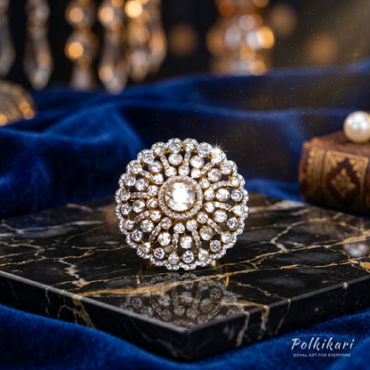 Crystal-Wreath Lab Grown Polki Ring