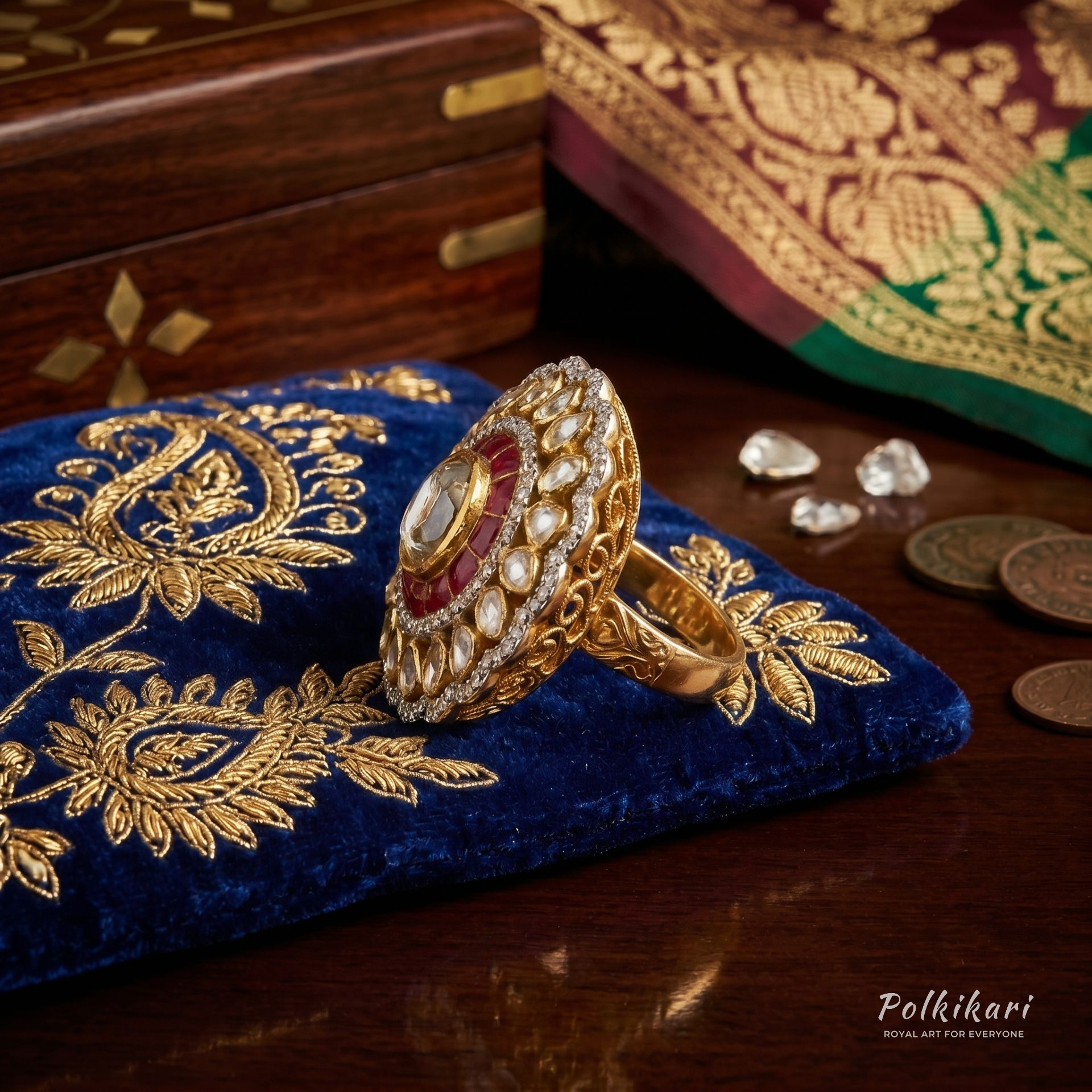 Gilded Mandala Lab Grown Polki Ring