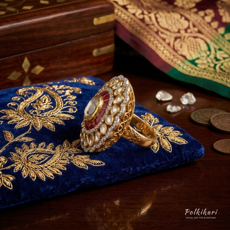 Gilded Mandala Lab Grown Polki Ring