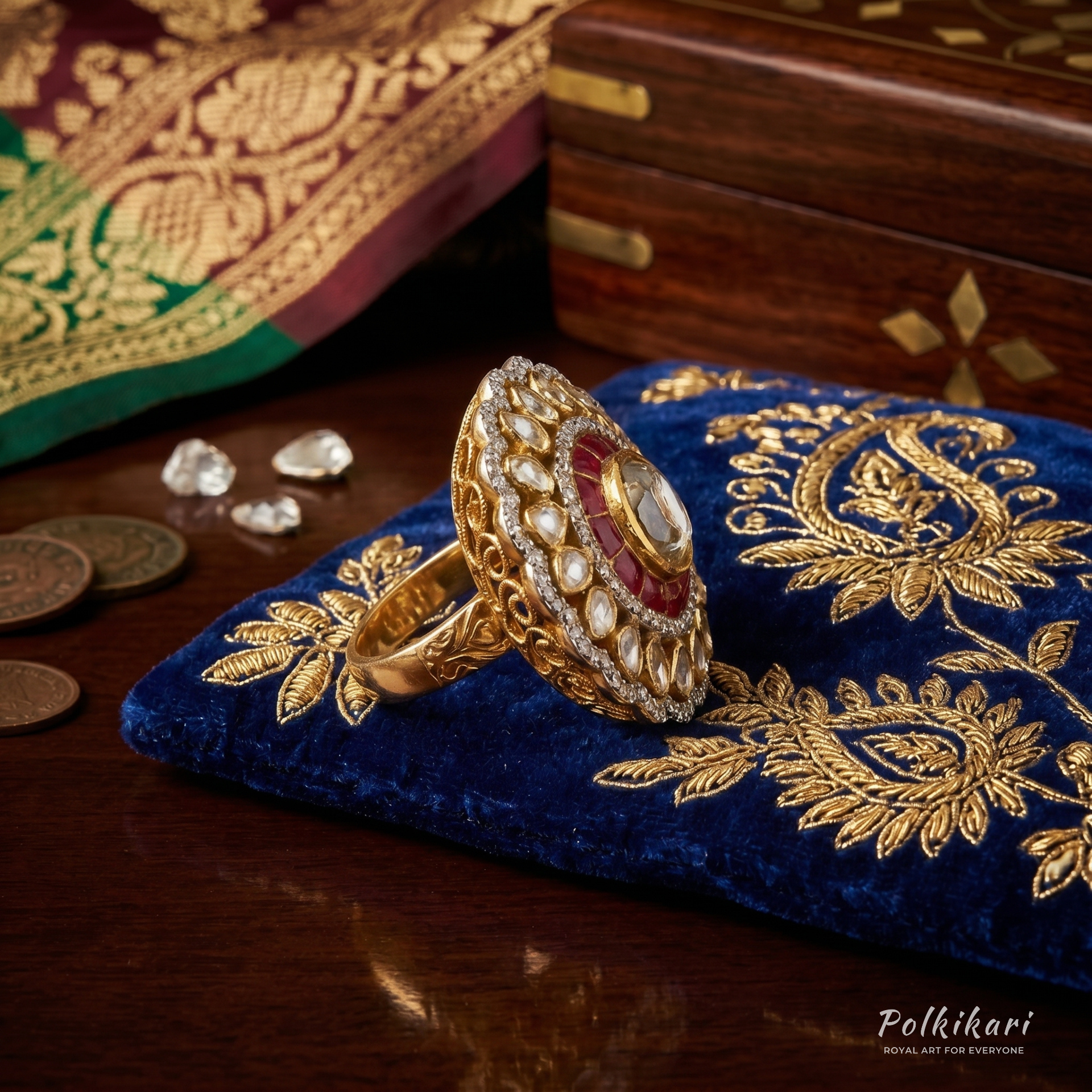 Gilded Mandala Lab Grown Polki Ring