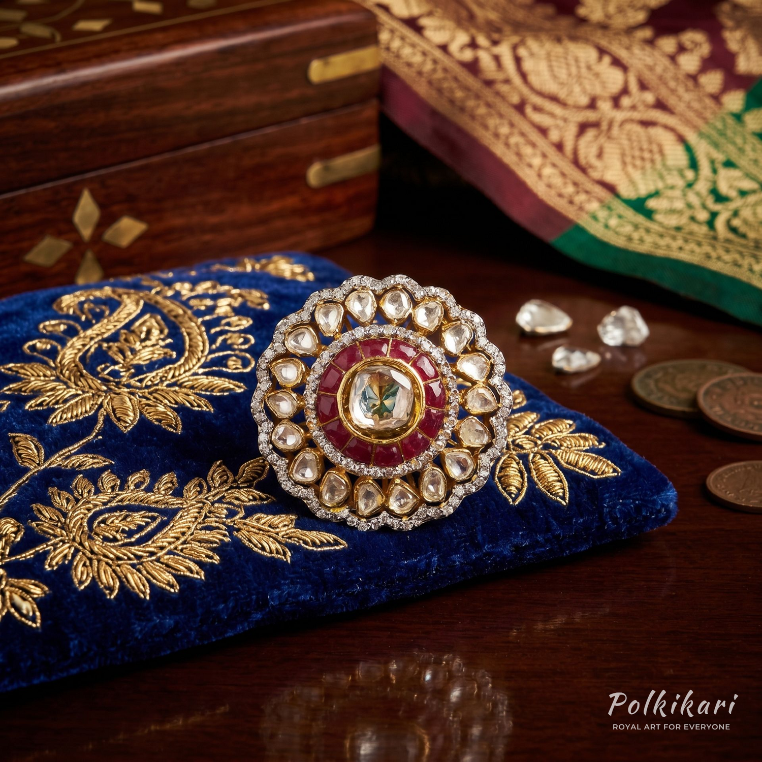 Gilded Mandala Lab Grown Polki Ring