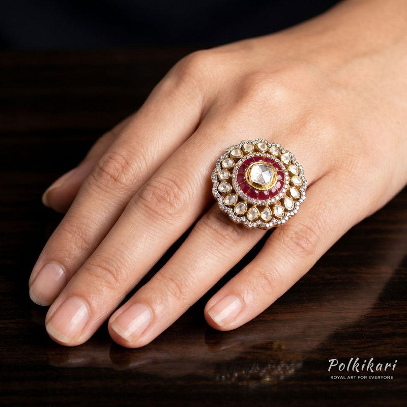 Gilded Mandala Lab Grown Polki Ring