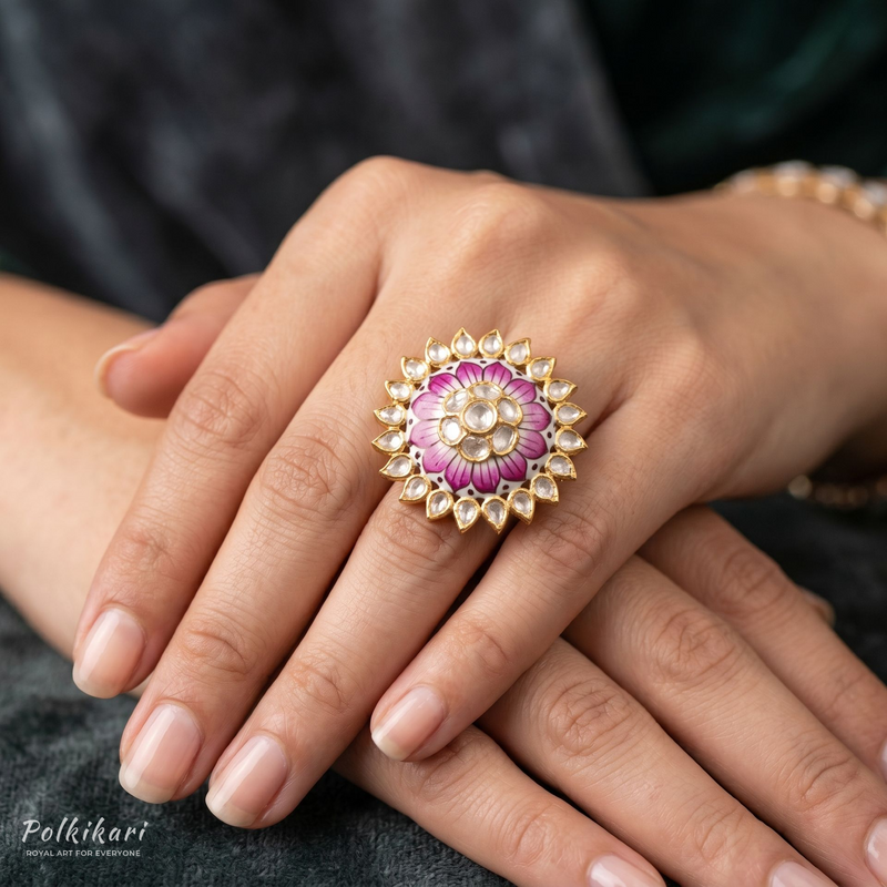 Twilight Petal Lab Grown Polki Ring