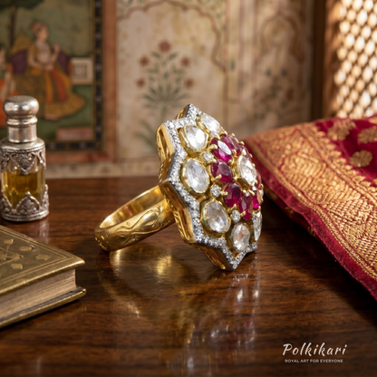 Iconic Crimson Lab Grown Polki Ring