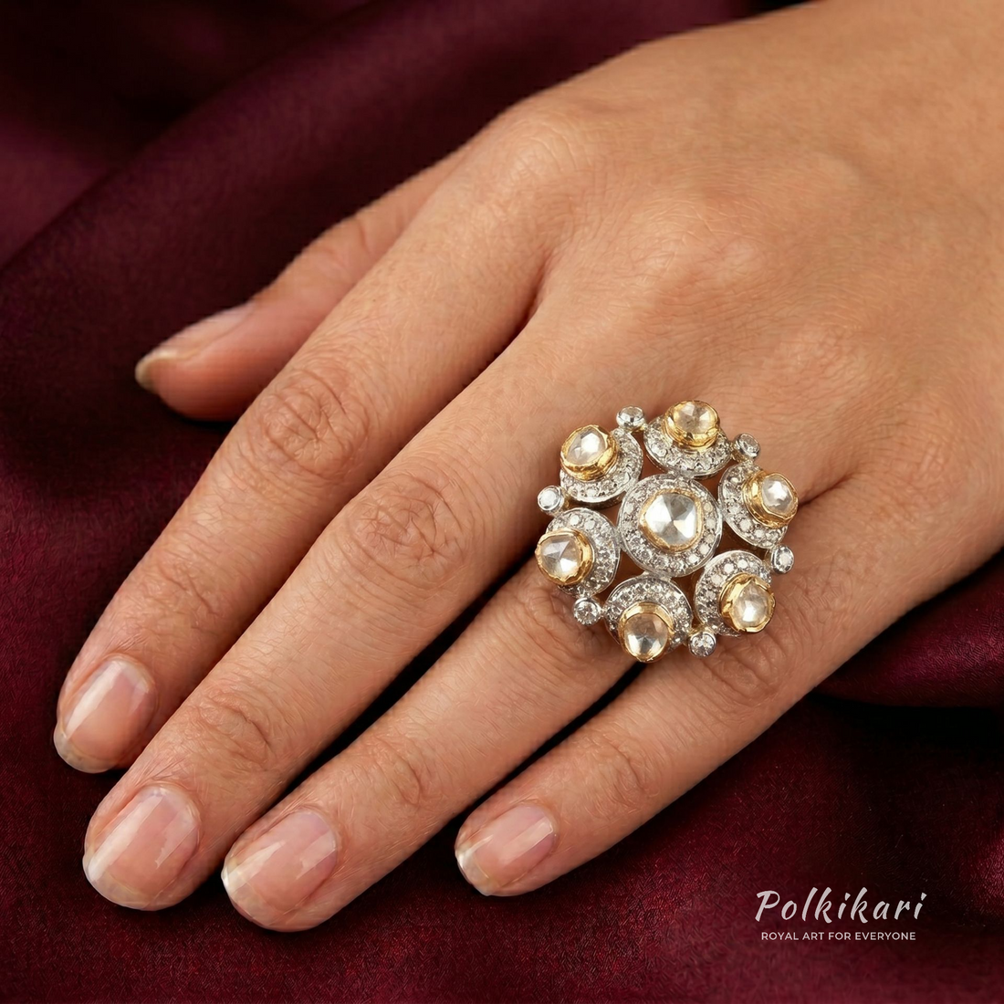 Lattice Mandala Lab Grown Polki Ring