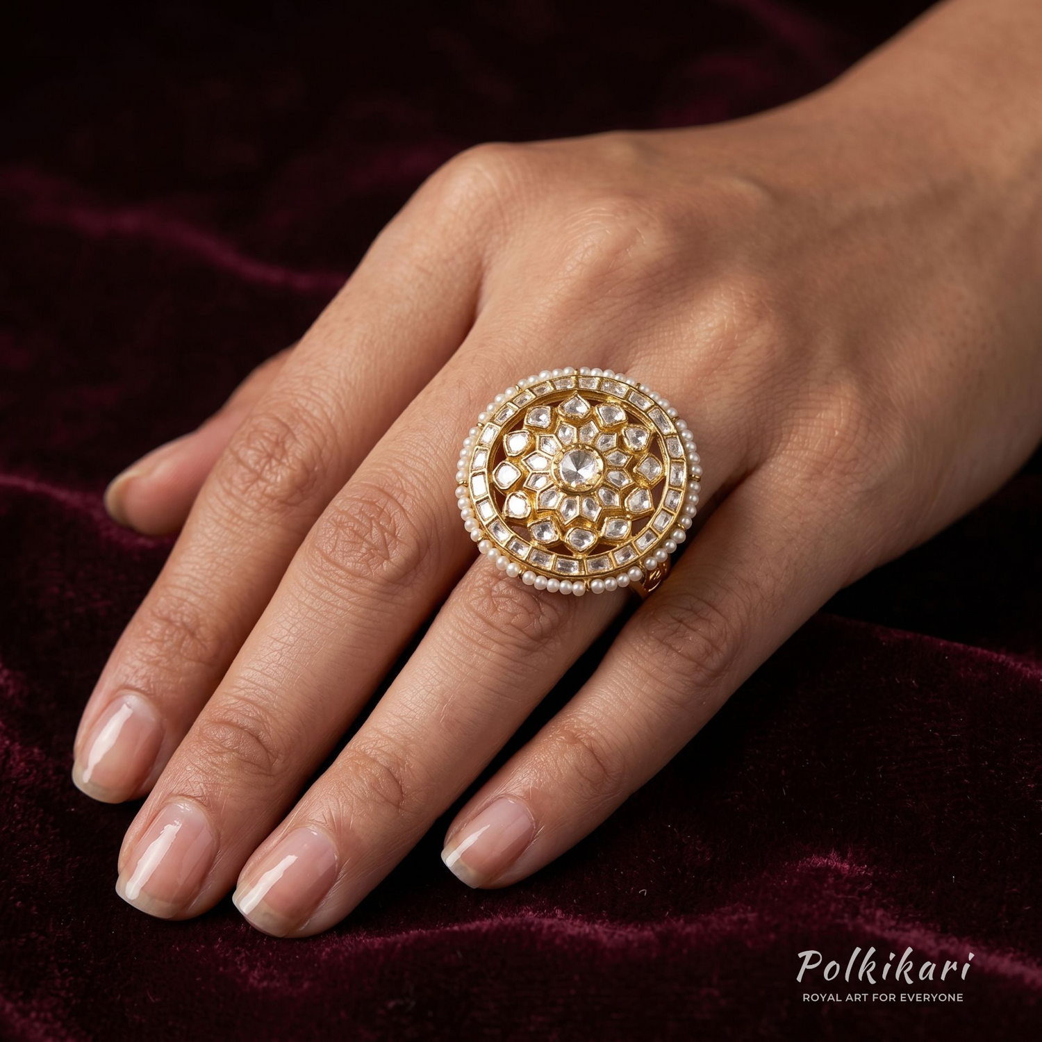 Ananta Blossom Lab Grown Polki Ring