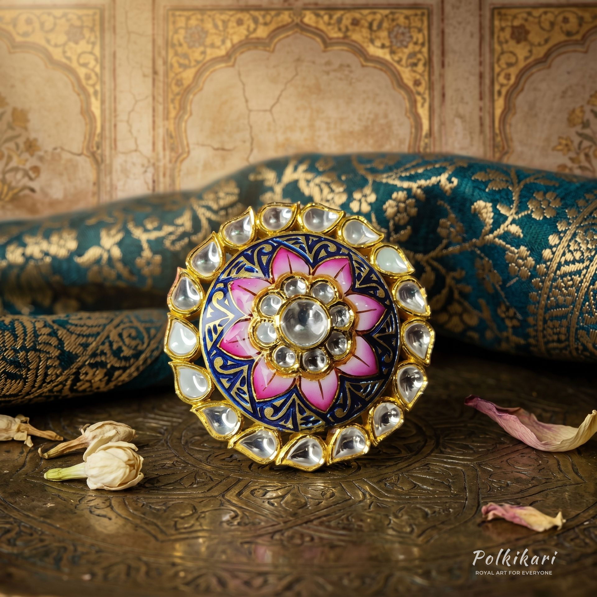 Zardozi Bloom Lab Grown Polki Ring