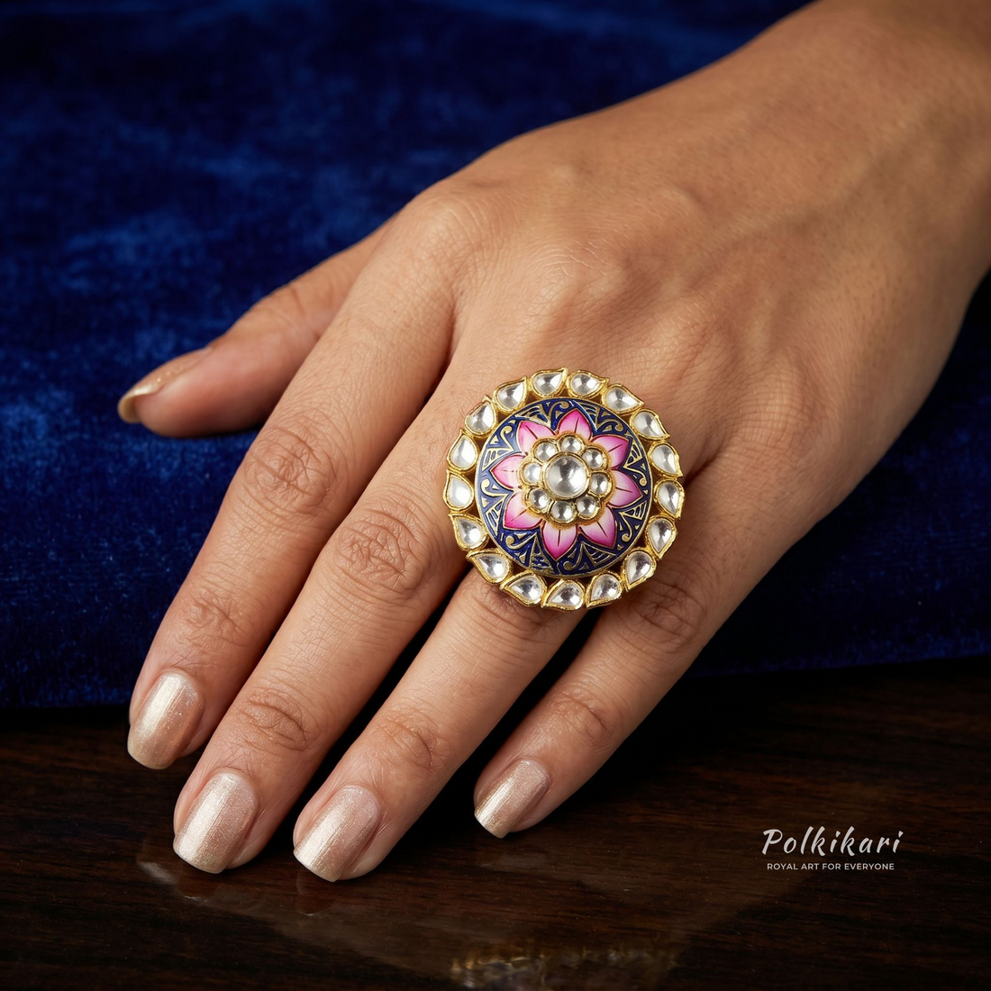 Zardozi Bloom Lab Grown Polki Ring