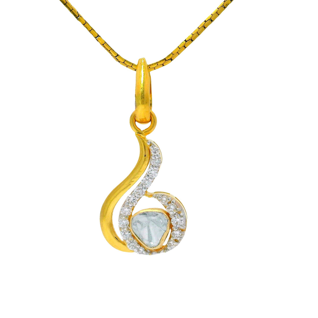 Peacock Feather Sparkle Lab Grown Polki Pendant