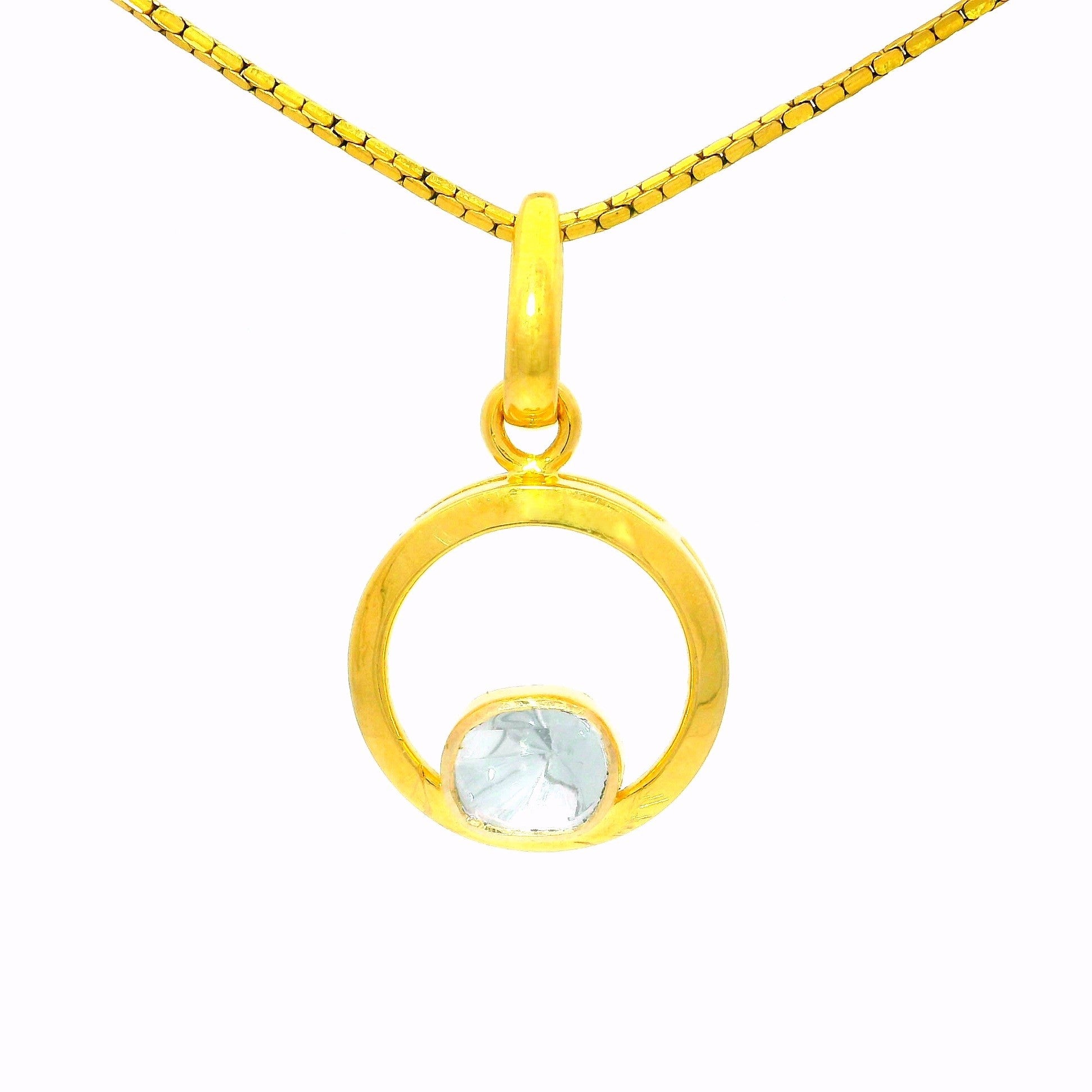 Orbital Halo Lab Grown Polki Pendant