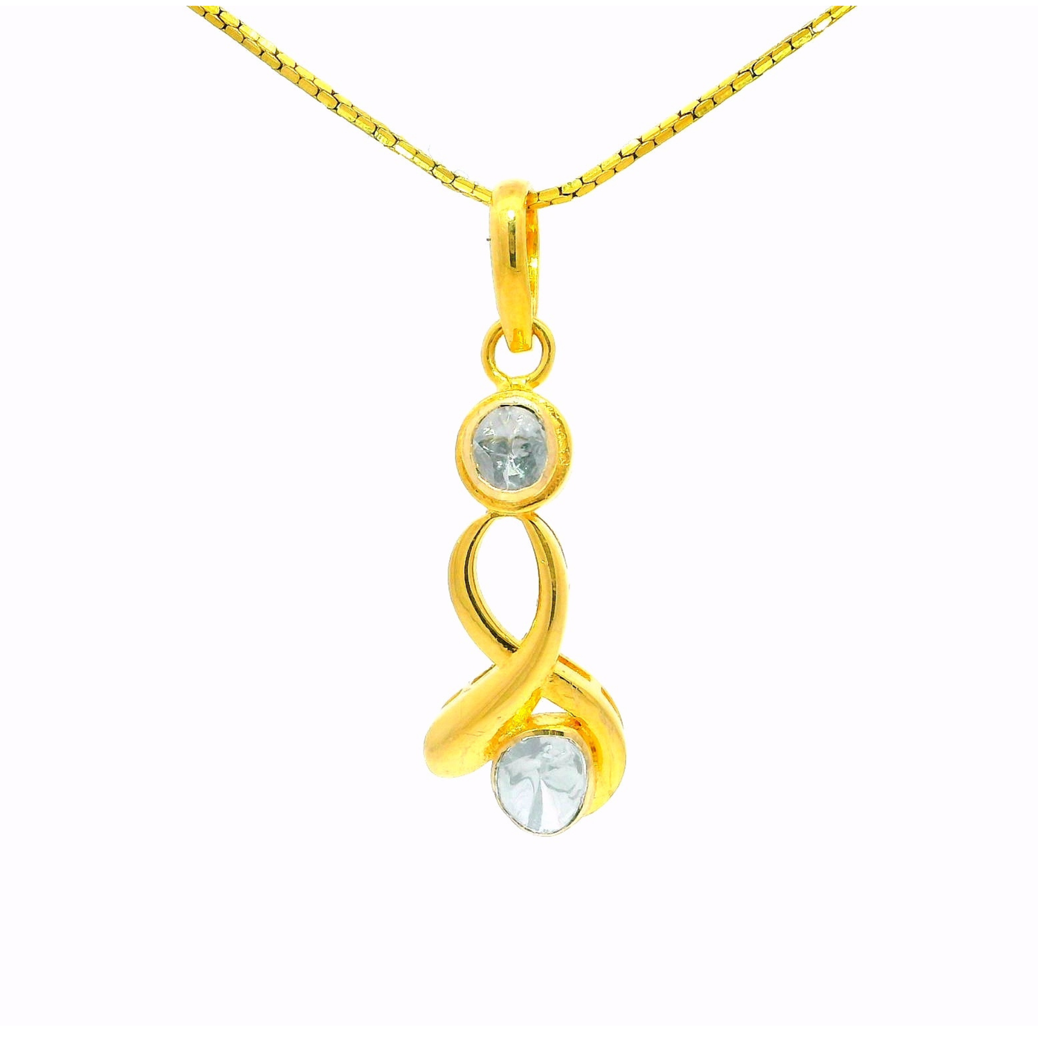 Twin Sparkle Twist Lab Grown Polki Pendant