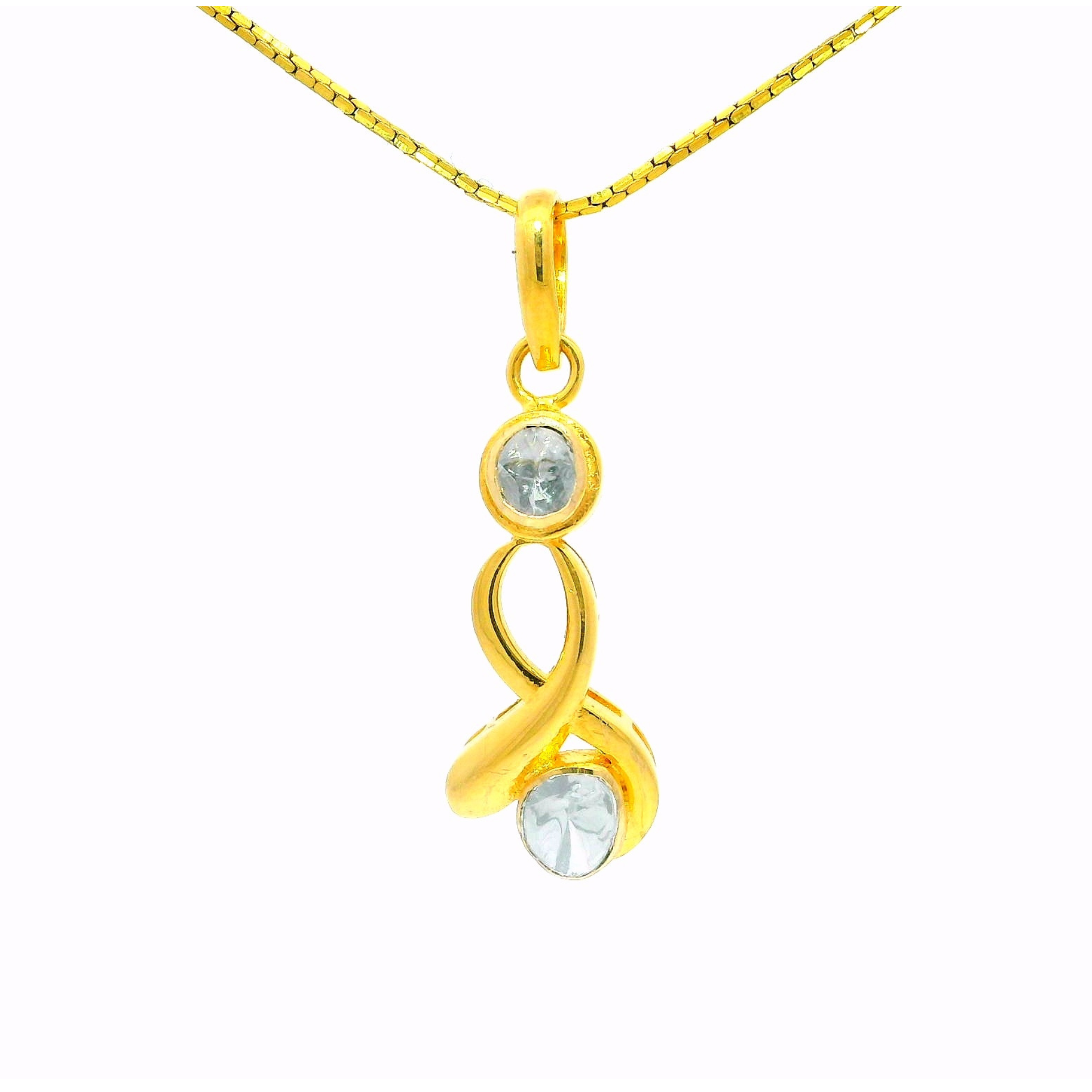 Twin Sparkle Twist Lab Grown Polki Pendant