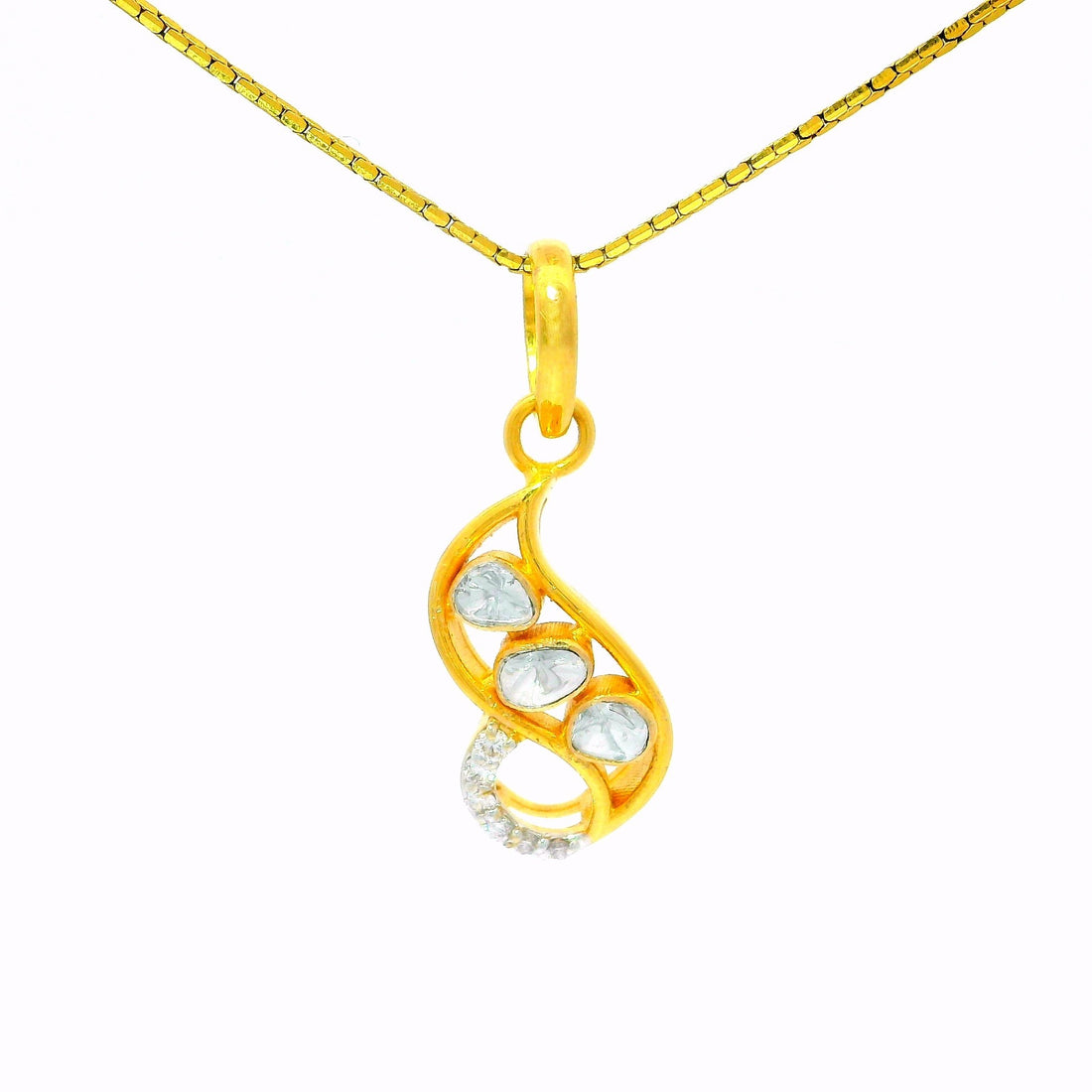 Trio Petal Cascade Lab Grown Polki Pendant