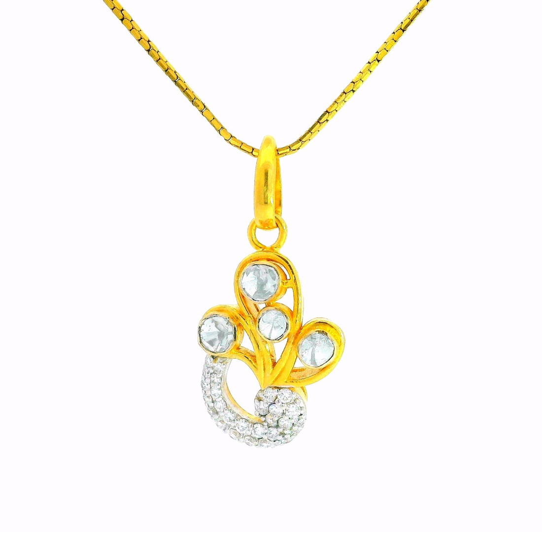 Blossom Coil Sparkle Lab Grown Polki Pendant