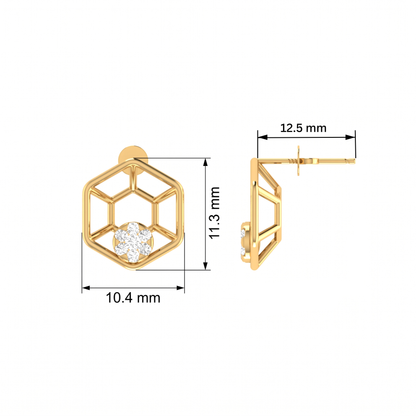 Hexa-Bloom Drops Gold Plated Lab Grown Diamond Earrings