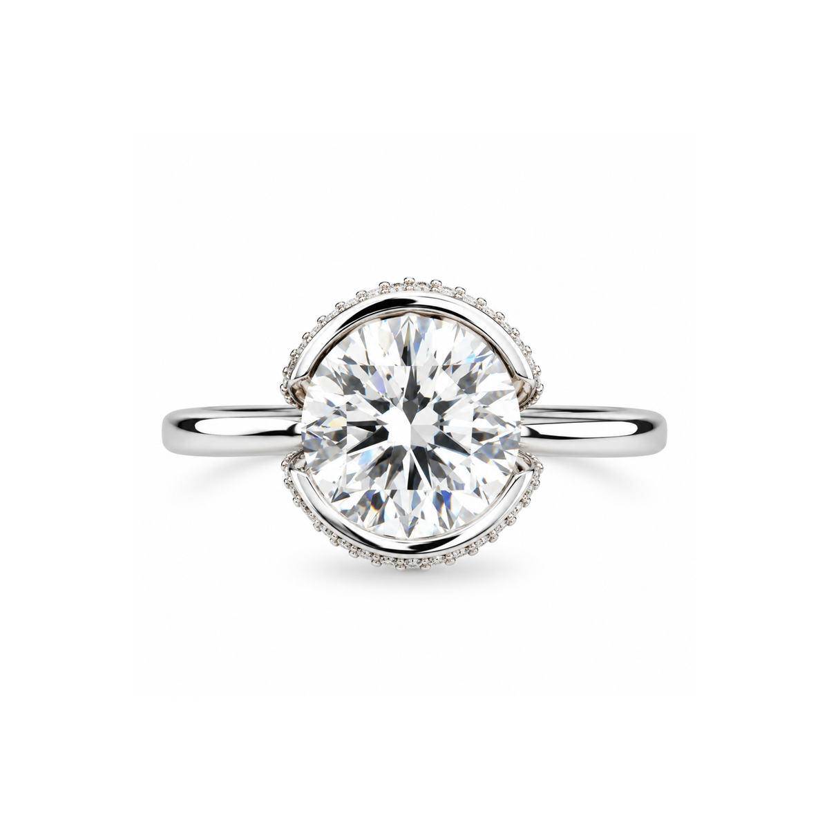 Sleek Halo Solitaire Lab Grown Diamond Ring