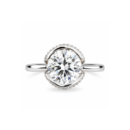 Sleek Halo Solitaire Lab Grown Diamond Ring