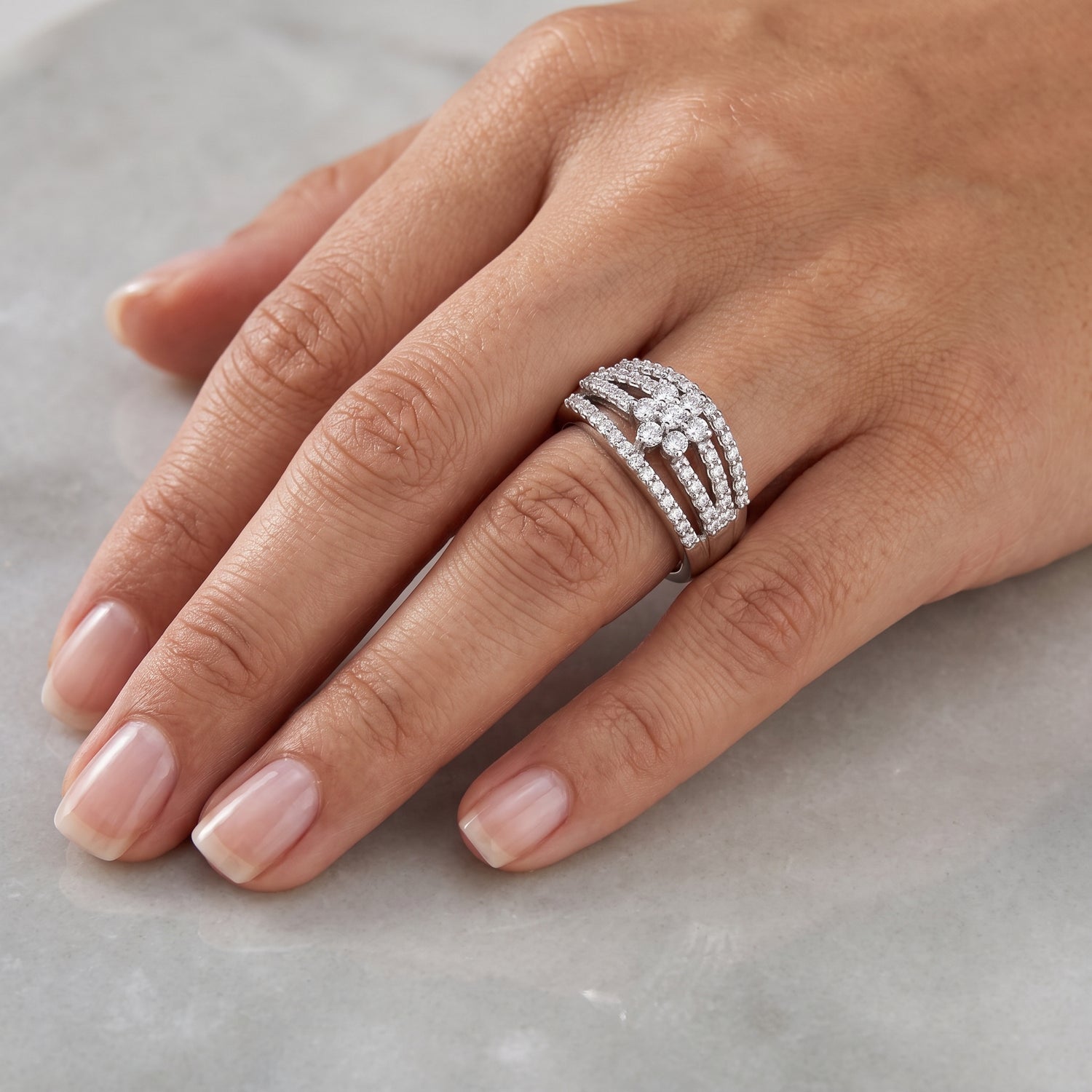 White Lily Cluster Lab Grown Diamond Ring