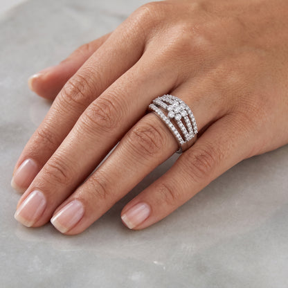 White Lily Cluster Lab Grown Diamond Ring