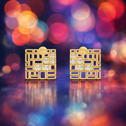 Tesserae Studs Gold Plated Lab Grown Diamond Earrings