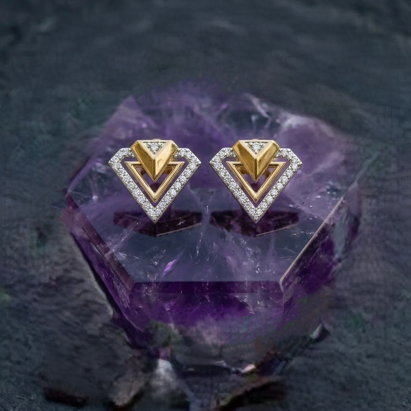 Nexus Prism Gold Plated Lab Grown Diamond Earrings