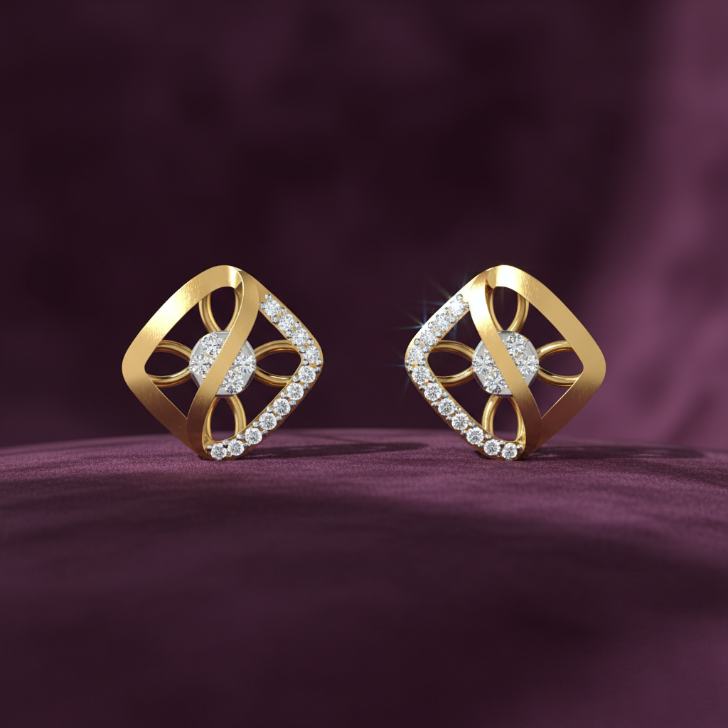 Lumina Galaxy Studs Gold Plated Lab Grown Diamond Earrings