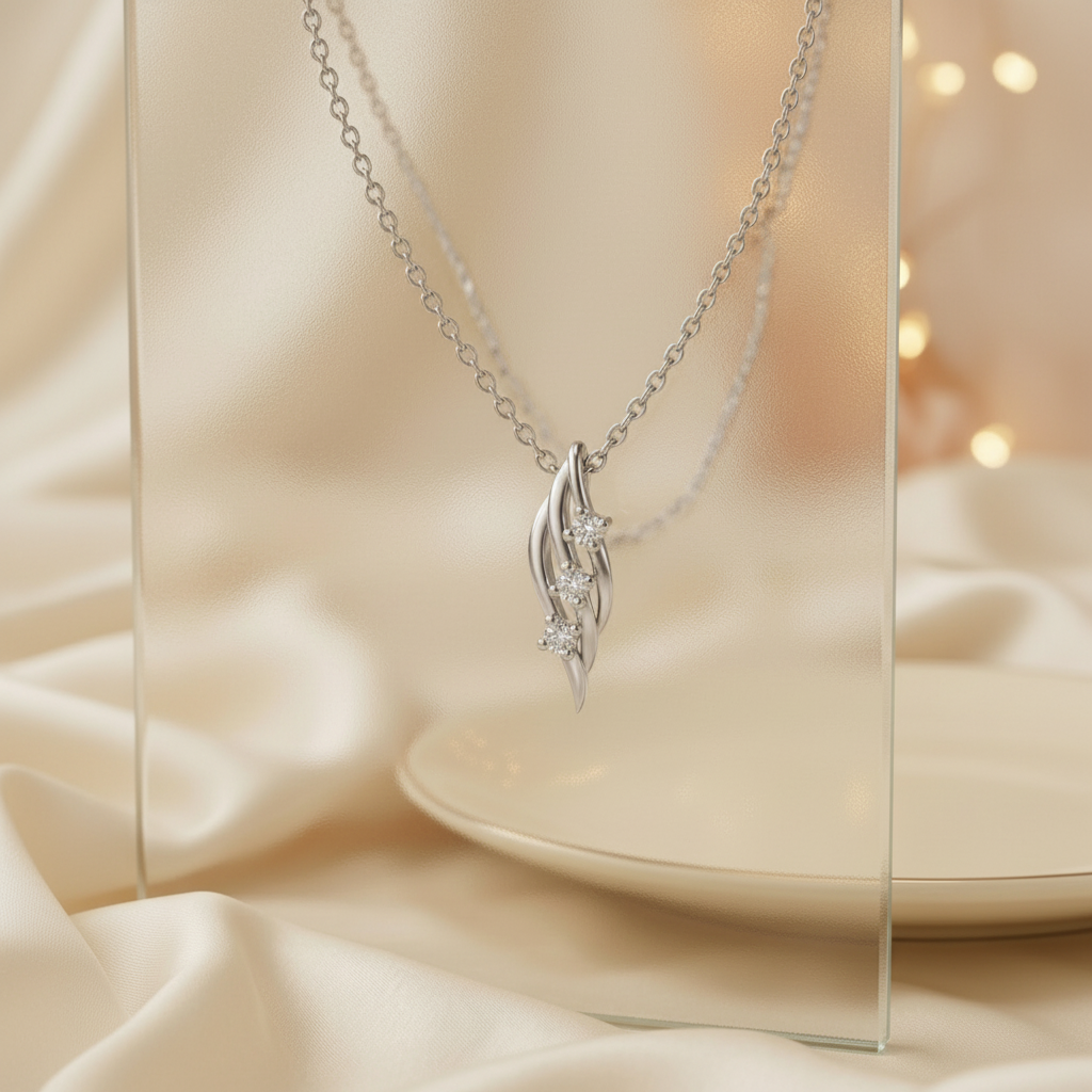 Amour Fluidity Platinum Plated Lab Grown Diamond Pendant