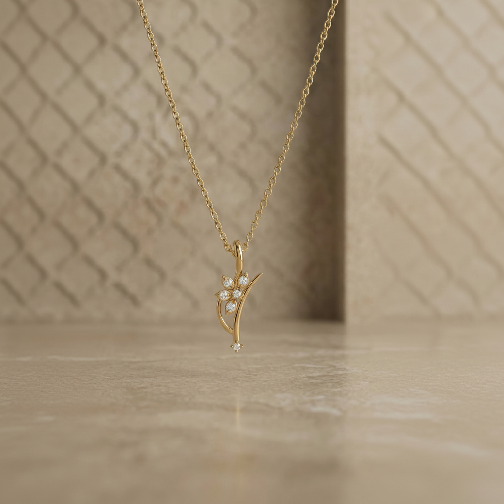 Artisan Tendril Gold Plated Lab Grown Diamond Pendant