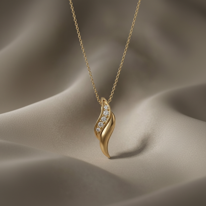 Plume Drop Gold Plated Lab Grown Diamond Pendant