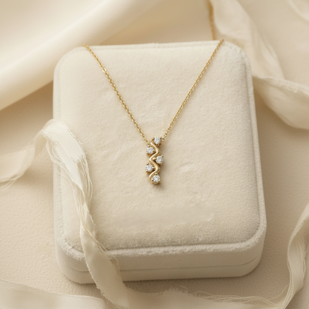 Meander Gold Plated Lab Grown Diamond Pendant