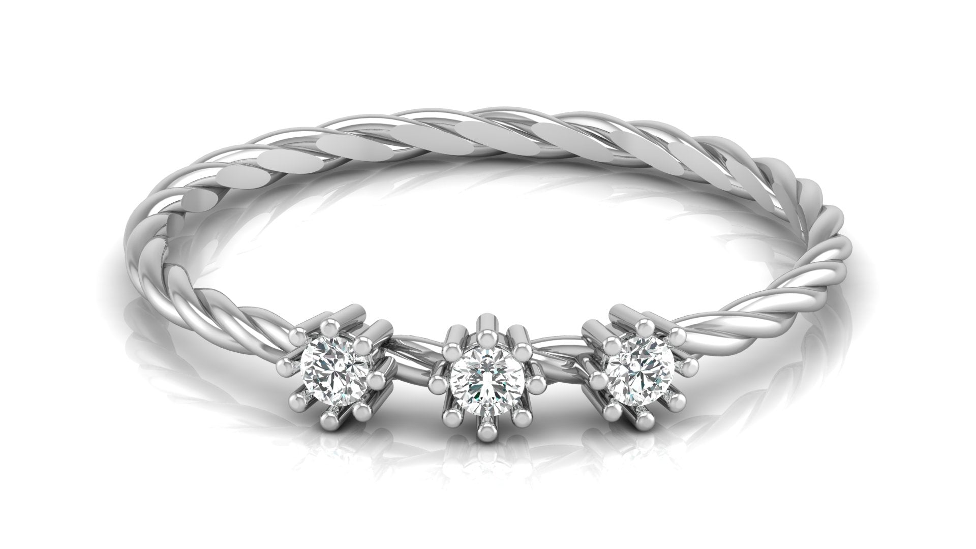 Crown Twist Platinum Plated Lab Grown Diamond Ring