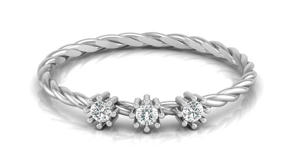 Crown Twist Platinum Plated Lab Grown Diamond Ring