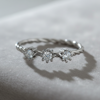Crown Twist Platinum Plated Lab Grown Diamond Ring