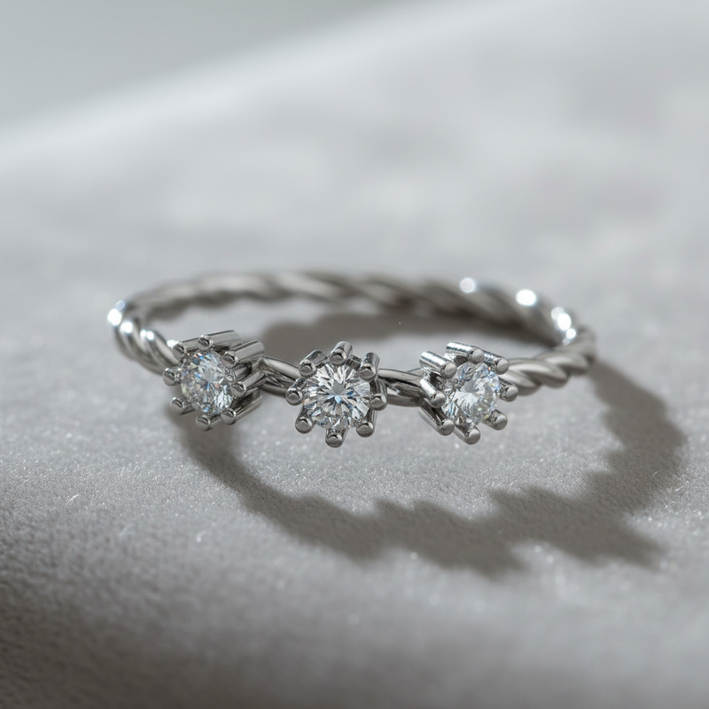 Crown Twist Platinum Plated Lab Grown Diamond Ring