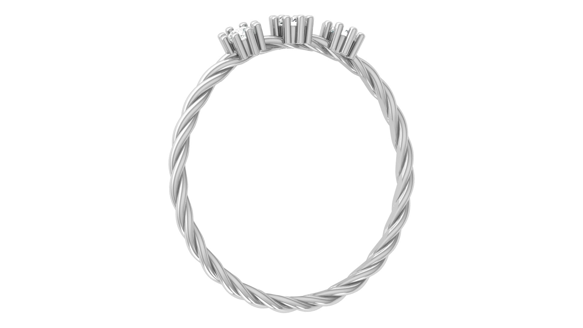 Crown Twist Platinum Plated Lab Grown Diamond Ring