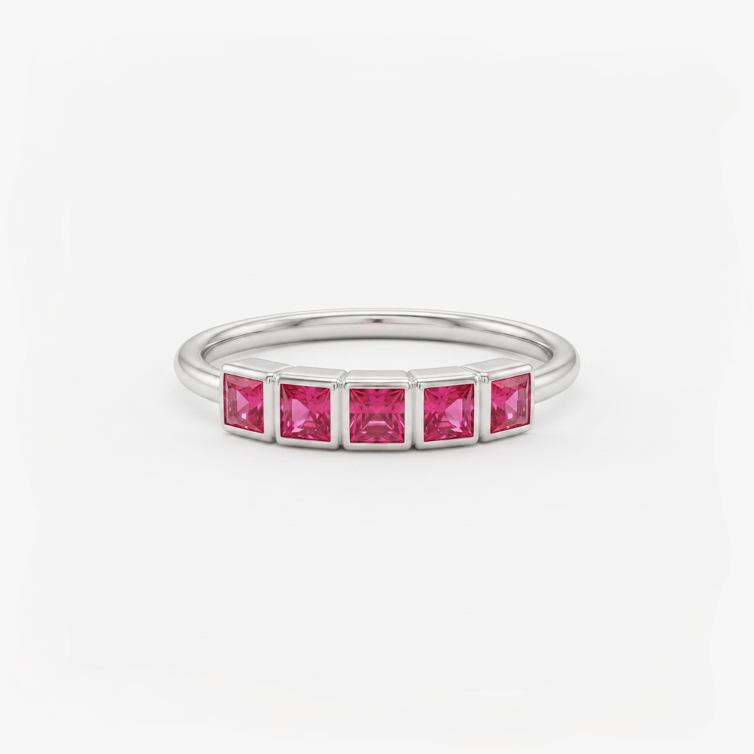 Linear Pedestal Platinum Plated Lab Grown Diamond Ring