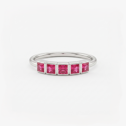Linear Pedestal Platinum Plated Lab Grown Diamond Ring
