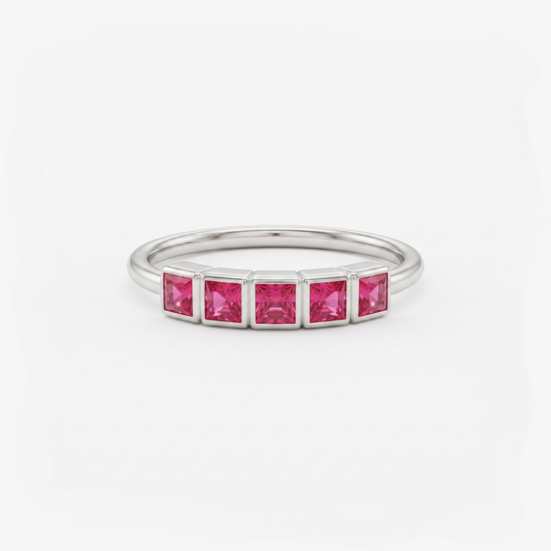 Linear Pedestal Platinum Plated Lab Grown Diamond Ring