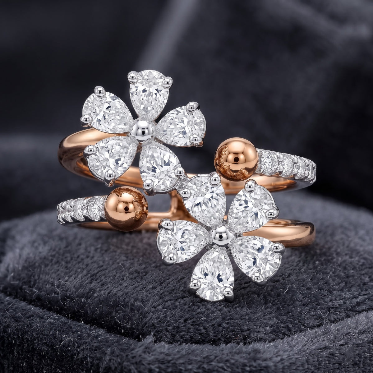 Nivara Twin Bloom Lab Grown Diamond Ring