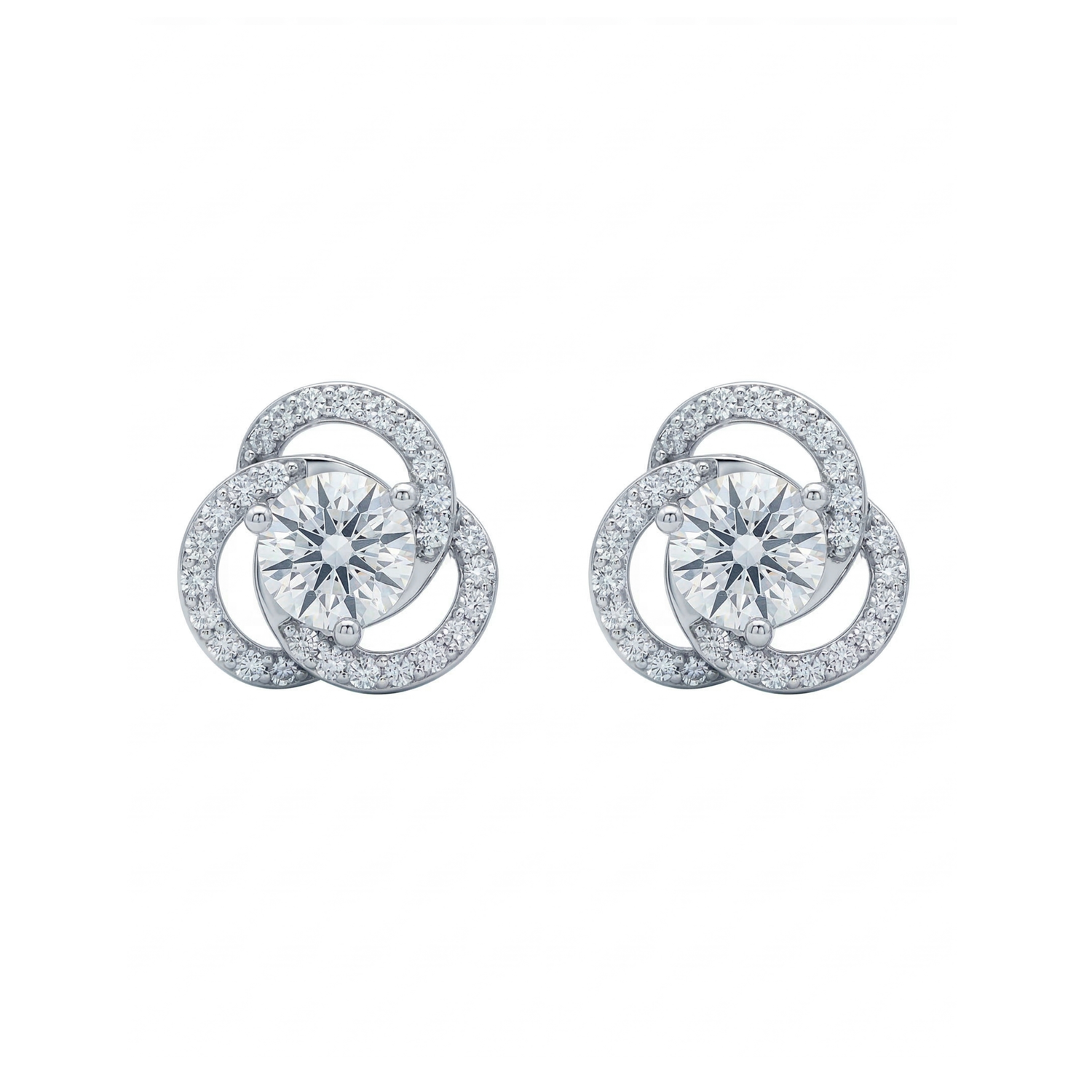 Lunar Clover Solitaire Lab Grown Diamond Earrings