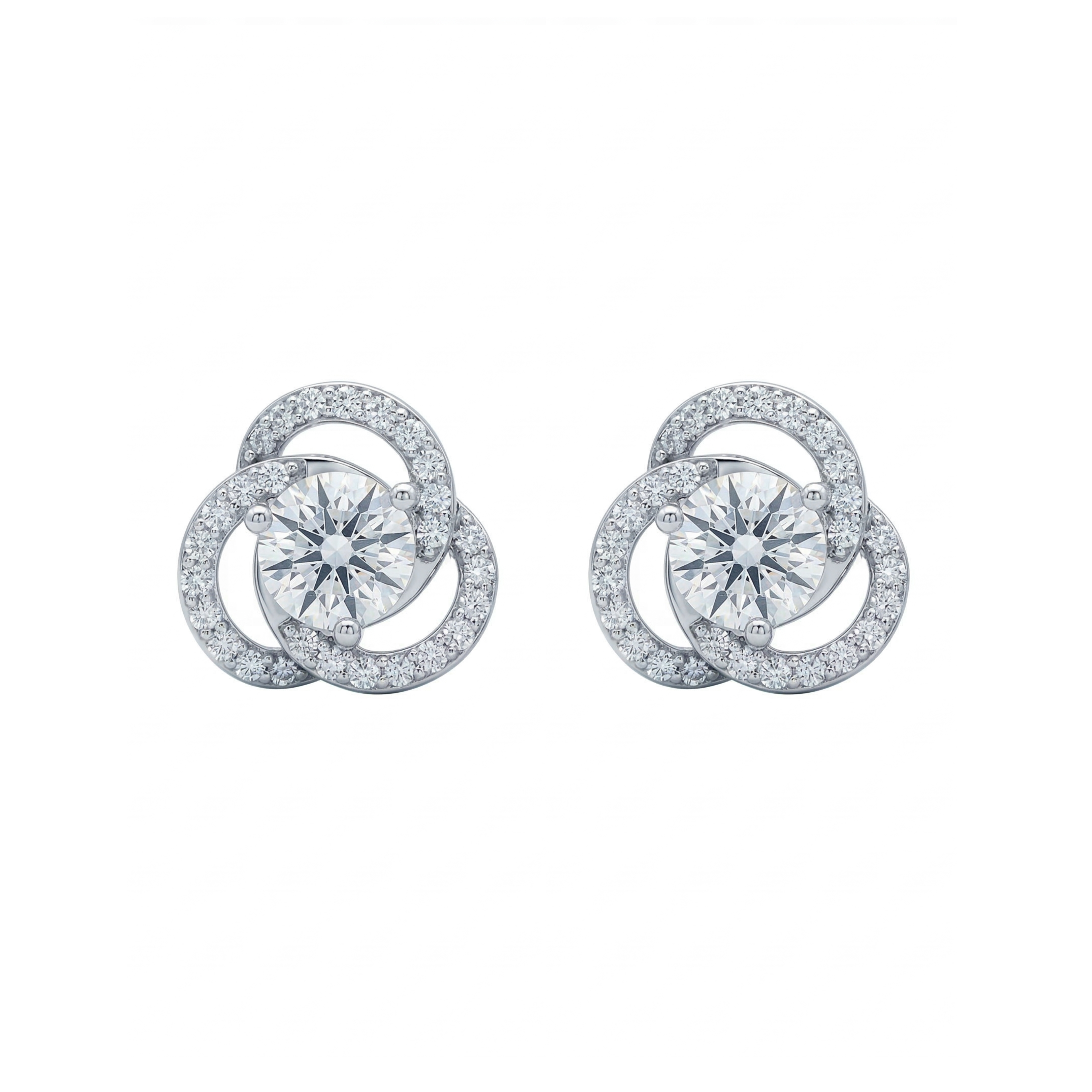 Lunar Clover Solitaire Lab Grown Diamond Earrings