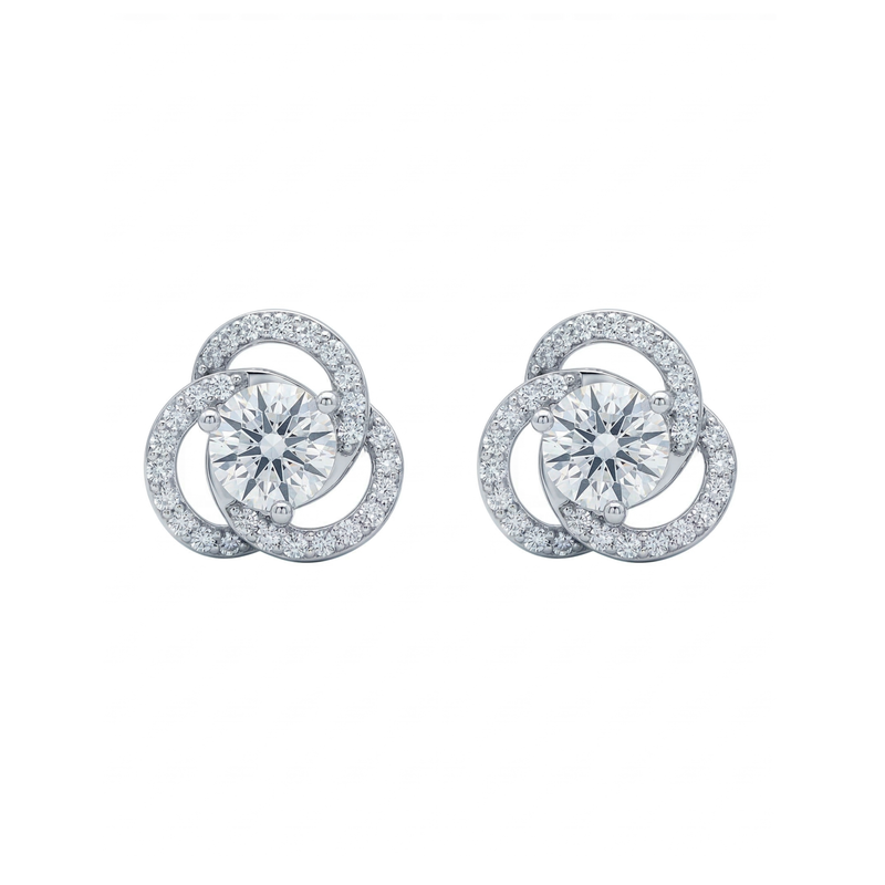 Lunar Clover Solitaire Lab Grown Diamond Earrings