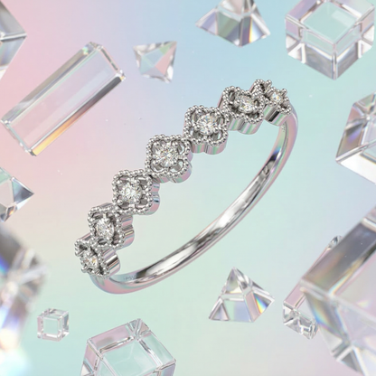 Gothic Crest Platinum Plated Lab Grown Diamond Ring