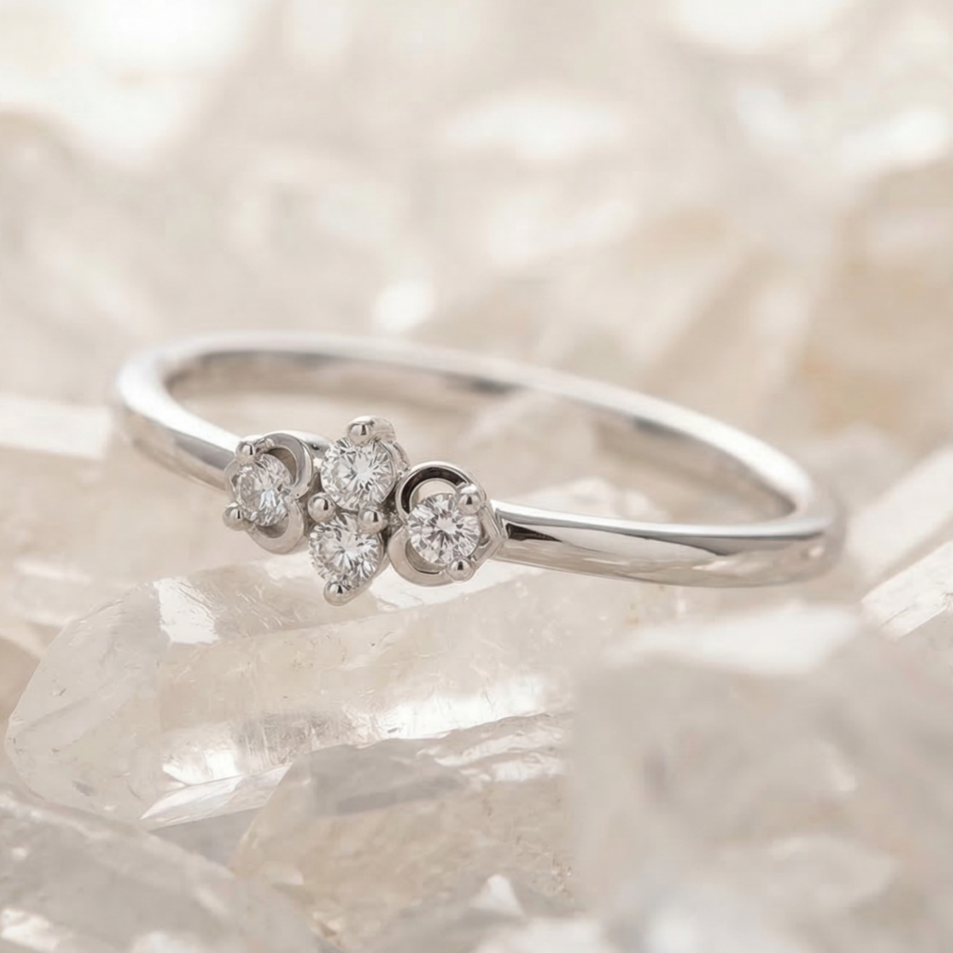 Triad Love Platinum Plated Lab Grown Diamond Ring
