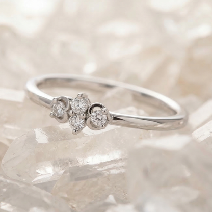 Triad Love Platinum Plated Lab Grown Diamond Ring