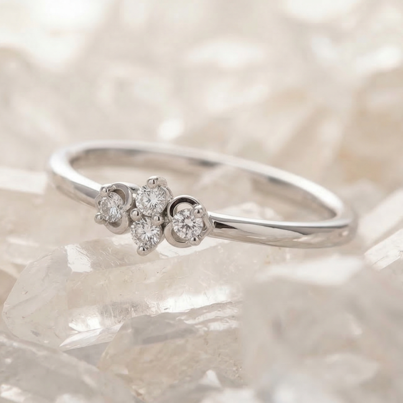 Triad Love Platinum Plated Lab Grown Diamond Ring