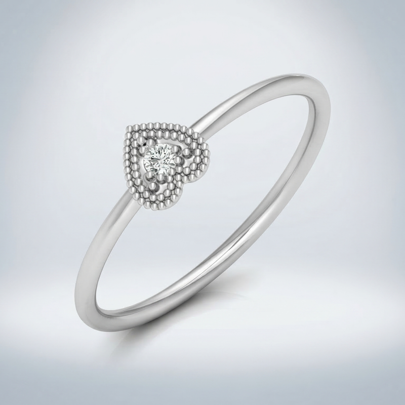 Lace Heart Platinum Plated Lab Grown Diamond Ring