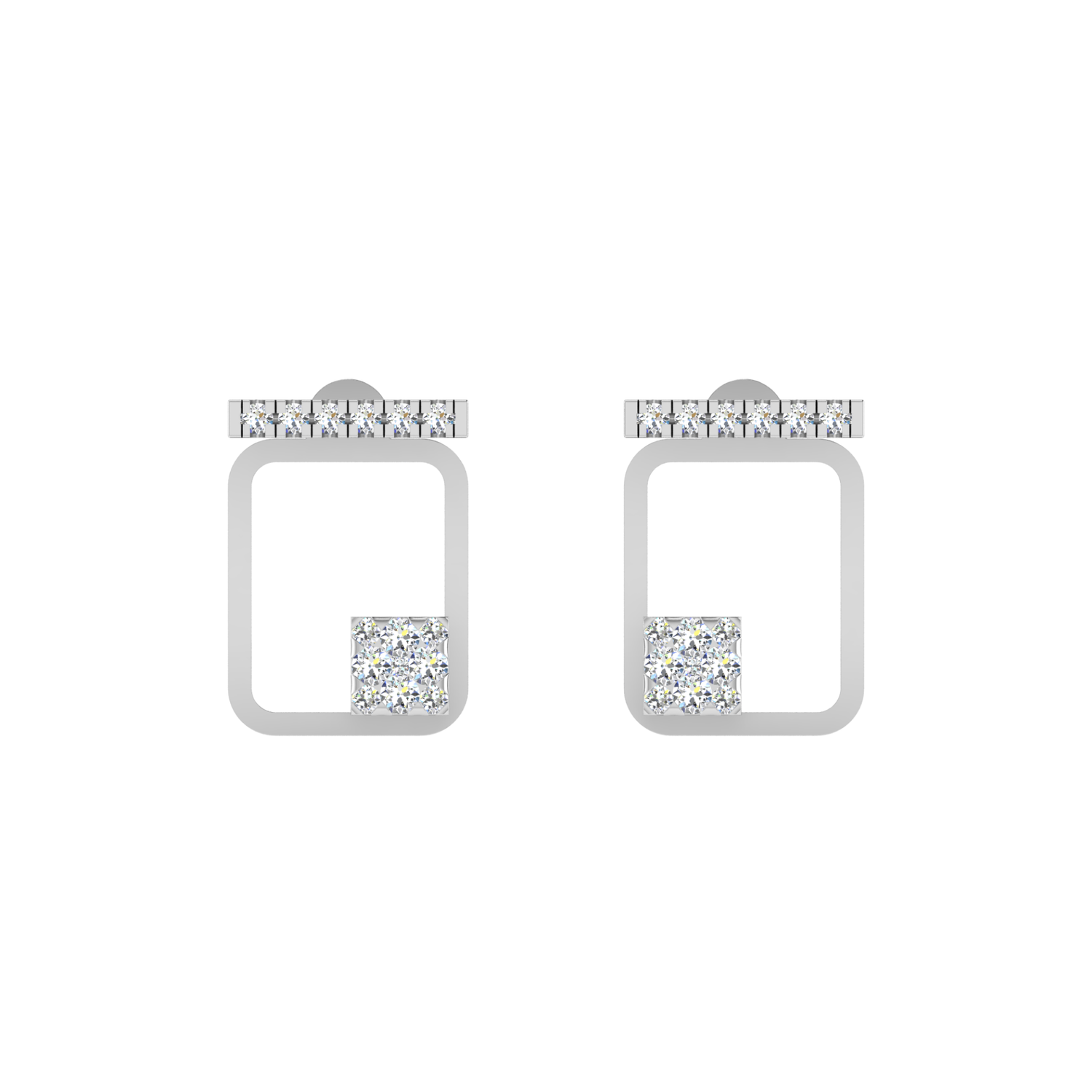 Cipher Geometry Platinum Plated Lab Grown Diamond Earrings