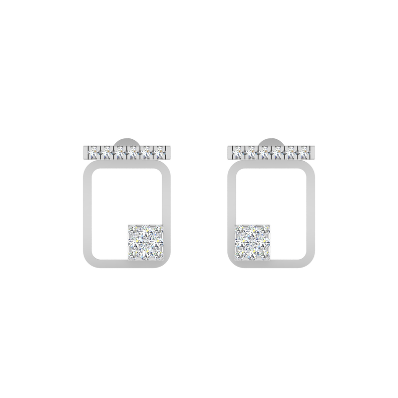 Cipher Geometry Platinum Plated Lab Grown Diamond Earrings