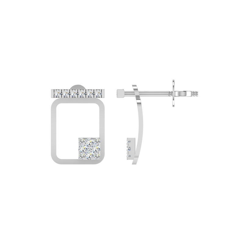 Cipher Geometry Platinum Plated Lab Grown Diamond Earrings
